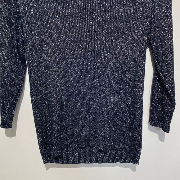 Objects D'art Women's Multicolor Rhinestone Metallic Ribbed Knit Sweater Medium - Picture 7 of 9